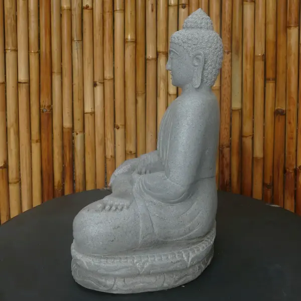 Product image 5 of the product “Seated Buddha made of Riverstone in Bhumisparsha - gesture of touching the earth. 60cm height. ”